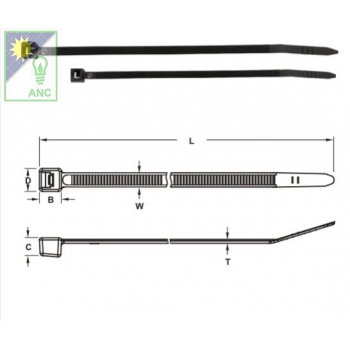 Dây Thít chịu UV 150x3.6mm. Model KST K-150IU