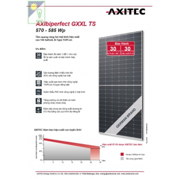 Axitec 580Wp Hai mặt kính. Model AC-580TFB/144TS