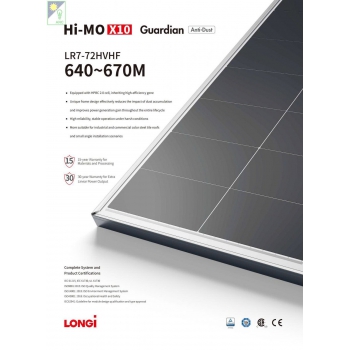 LONGi Hi-mo X10 650wp. Model  LR7-72HVH-650M