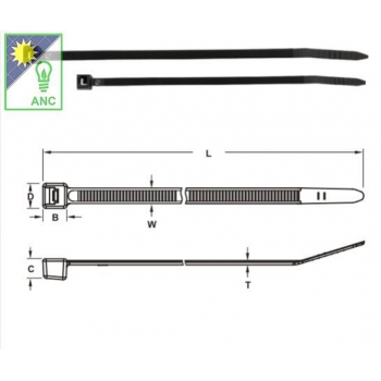 Dây Thít chịu UV 140x2.5mm. Model KST K-140MU